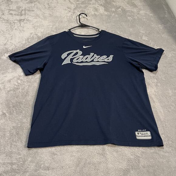 San Diego Padres Shirt Mens Large Nike Dri-Fit Navy Blue MLB Baseball Tee - Picture 1 of 9